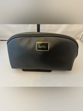 Nicole Miller Black Toiletry Pouch with Gold Plaque